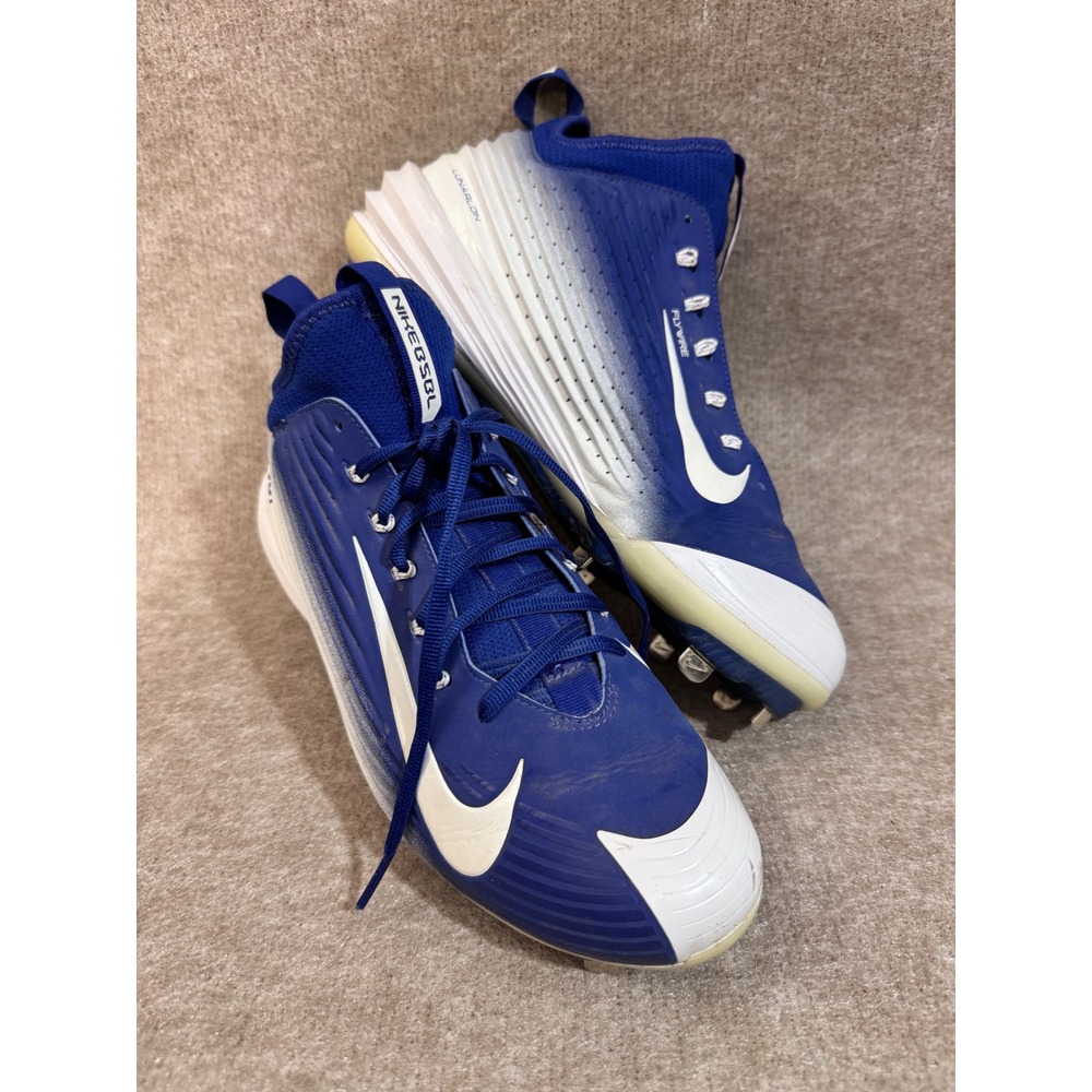 Nike Lunar Trout 2 Baseball Cleats Mens 11.5 Blue White Metal Spike Shoes